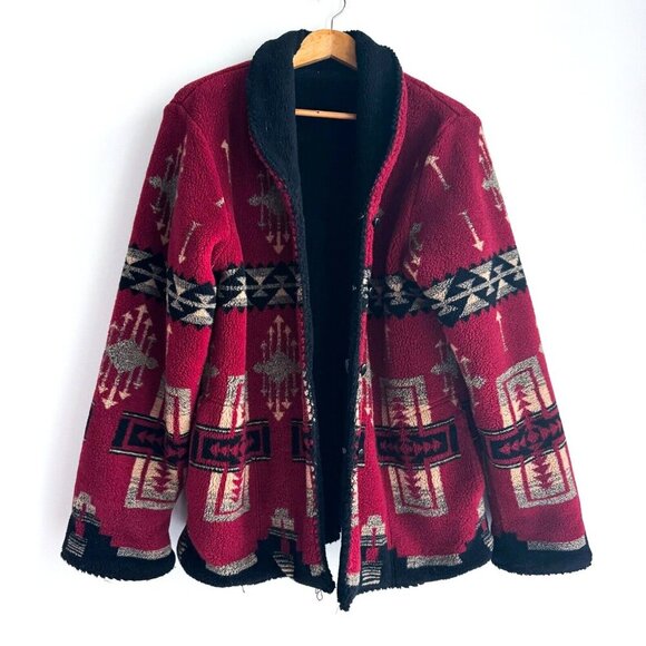 Vintage Northern Reflections Southwestern Print Reversible Fleece Jacket - Picture 2 of 7
